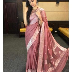 Pure khaddi georgette silver zari
