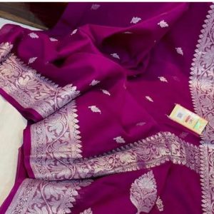 Pure khaddi georgette silver zari