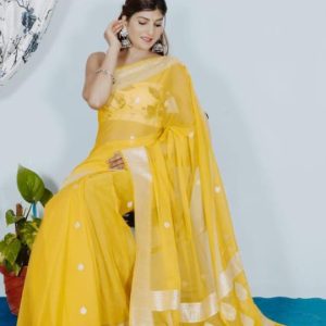 Pure khaddi georgette silver zari