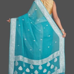 Pure khaddi georgette silver zari