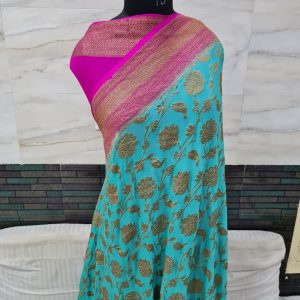 Pure khaddi georgette antique zari