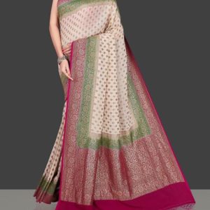 Pure khaddi georgette antique zari 3D