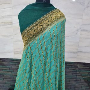 Pure khaddi georgette banarasi antique zari