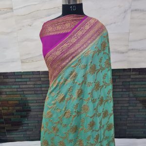 Pure khaddi georgette antique zari