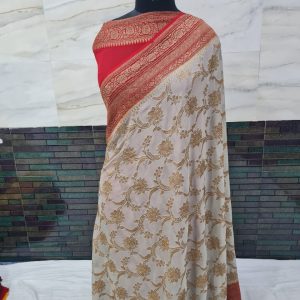 Pure khaddi georgette antique zari