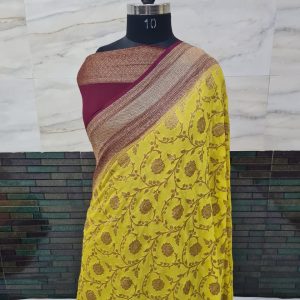 Pure khaddi georgette antique zari
