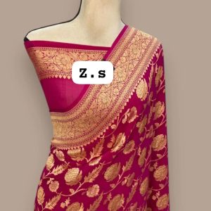 Pure khaddi georgette gold zari