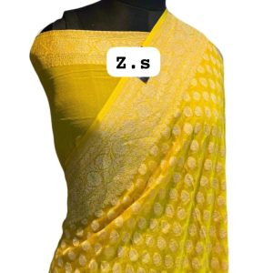 Pure khaddi georgette gold zari