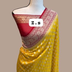 Pure khaddi georgette gold zari
