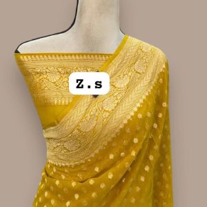 Pure khaddi georgette gold zari
