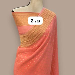 Pure khaddi georgette gold zari