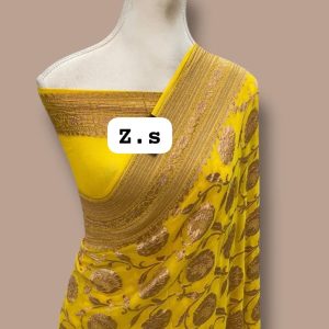 Pure khaddi georgette gold zari