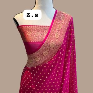 Pure khaddi georgette gold zari