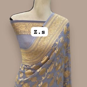 Pure khaddi georgette gold zari