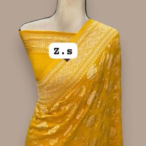 Pure khaddi georgette gold zari