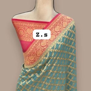 Pure khaddi georgette gold zari