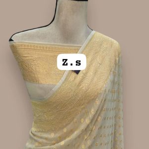 Pure khaddi georgette namaste gold zari