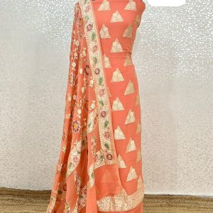 Pure khaddi georgette banarasi suit dupatta