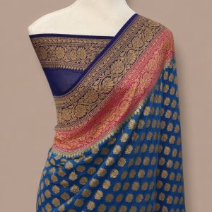 Khaddi georgette banarasi antique zari saree