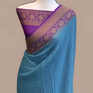 Pure khaddi georgette banarasi antique zari saree